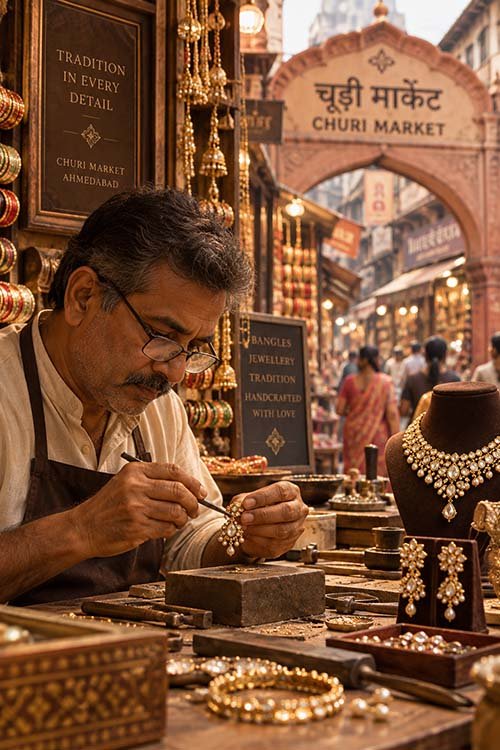 Crafting jewelry at Churi Market